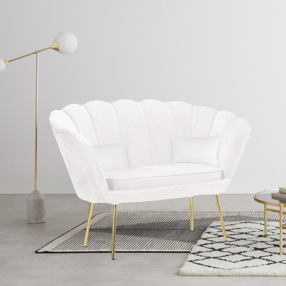 Canapé de salon 2 places en velours LOLA shell seat vintage 122x73x78 cm