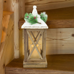 859762 Lampe de décoration de Noël en bois avec lumière Led et paillettes