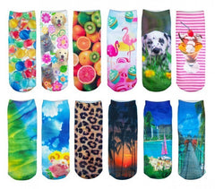 Pack de 10 paires chaussettes de bas FUNNY avec des imprimés très colorés - 3D