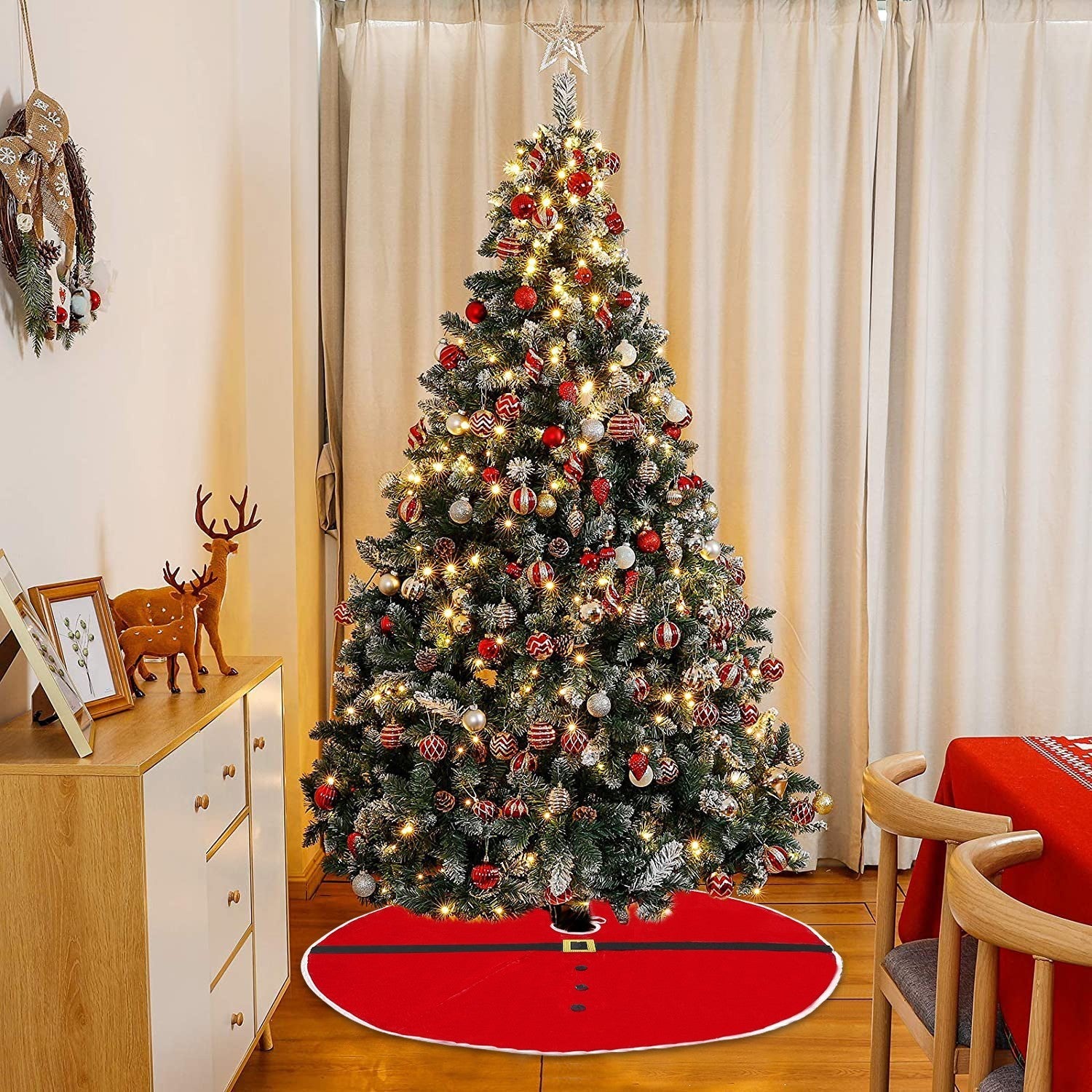 006635 Tapis de base pour arbre de Noël avec motif de robe du Père Noël