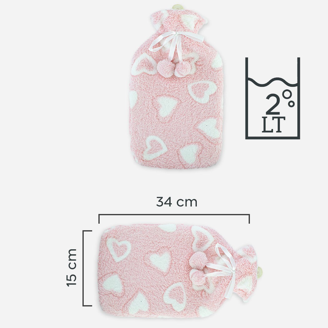 567910 Bouillotte 2L avec doublure en peluche pour la chaleur et la détente