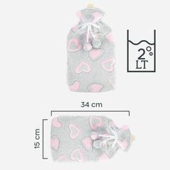 567910 Bouillotte 2L avec doublure en peluche pour la chaleur et la détente