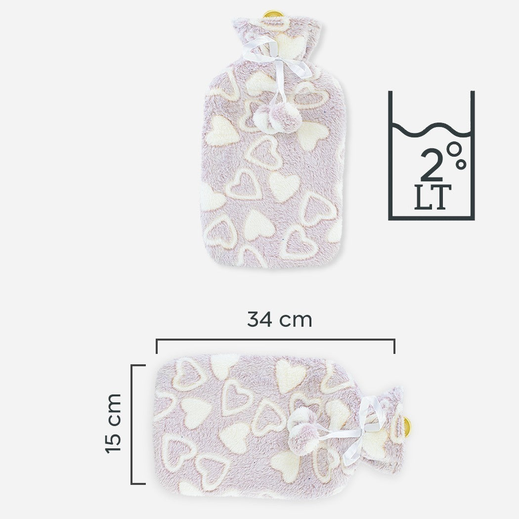 567910 Bouillotte 2L avec doublure en peluche pour la chaleur et la détente