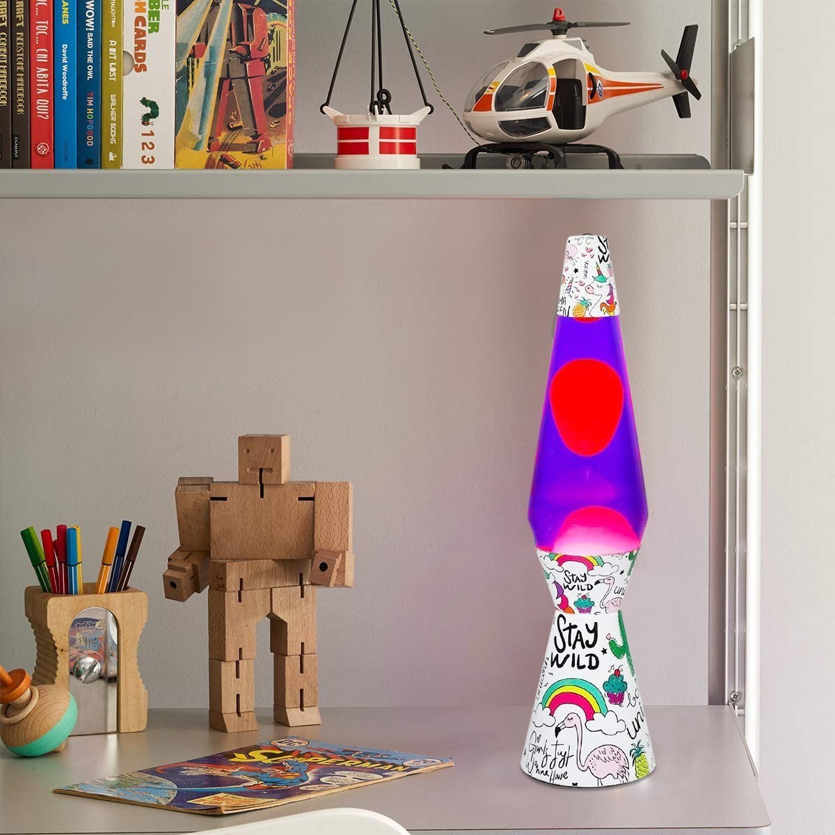 XL1768 Lampe à lave 40cm base Licorne Magma Magma Glitter Colours Modern Design
