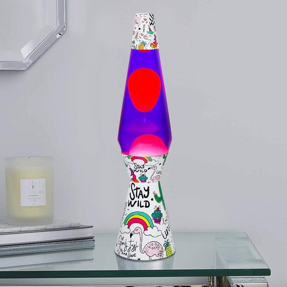 XL1768 Lampe à lave 40cm base Licorne Magma Magma Glitter Colours Modern Design
