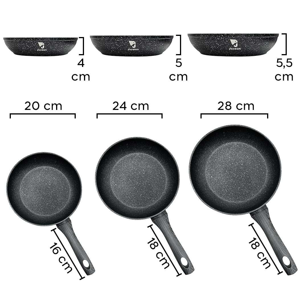 18966 Set 3 poêles à frire Jordan en aluminium forgé avec fond antiadhésif