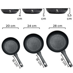 18966 Set 3 poêles à frire Jordan en aluminium forgé avec fond antiadhésif