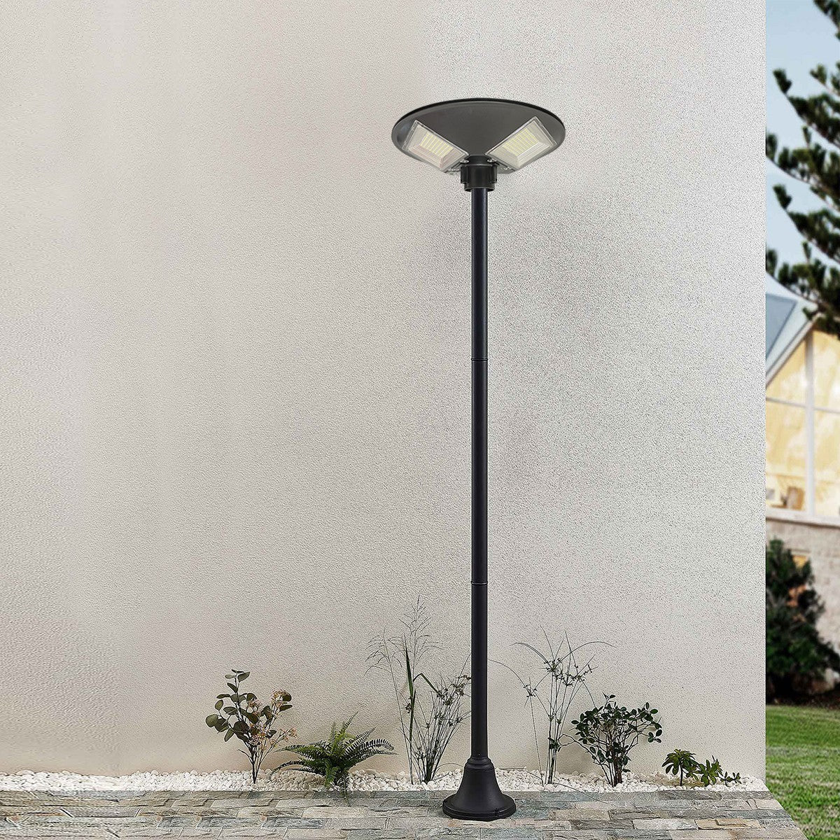 042008 Lampadaire solaire 200W poteau mural courbe télécommande 46x13cm
