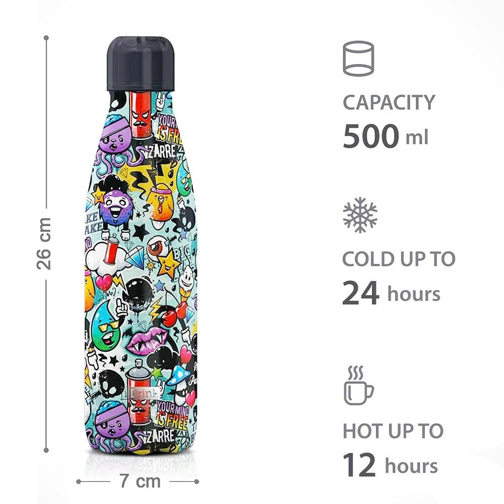 Bouteille thermique GRAFFITI 500ml Acier inoxydable double paroi BPA FREE ID0085