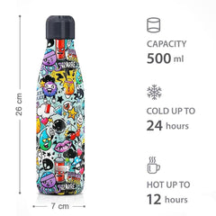 Bouteille thermique GRAFFITI 500ml Acier inoxydable double paroi BPA FREE ID0085