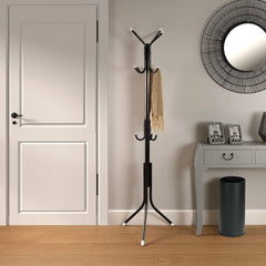 Porte-manteaux métal noir pour maison avec 11 crochets et une hauteur de 171 cm