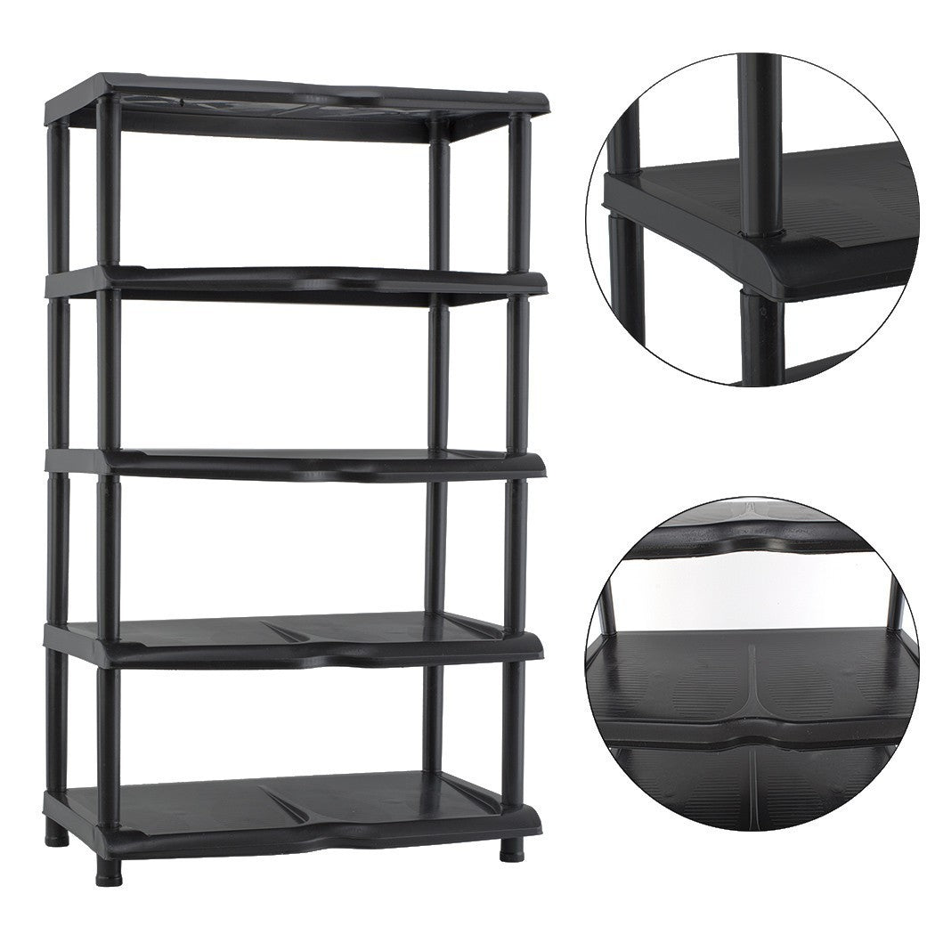 259950 Étagère à chaussures KIPIT avec 5 étagères en plastique noir 80x30x48H Cm