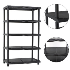 259950 Étagère à chaussures KIPIT avec 5 étagères en plastique noir 80x30x48H Cm