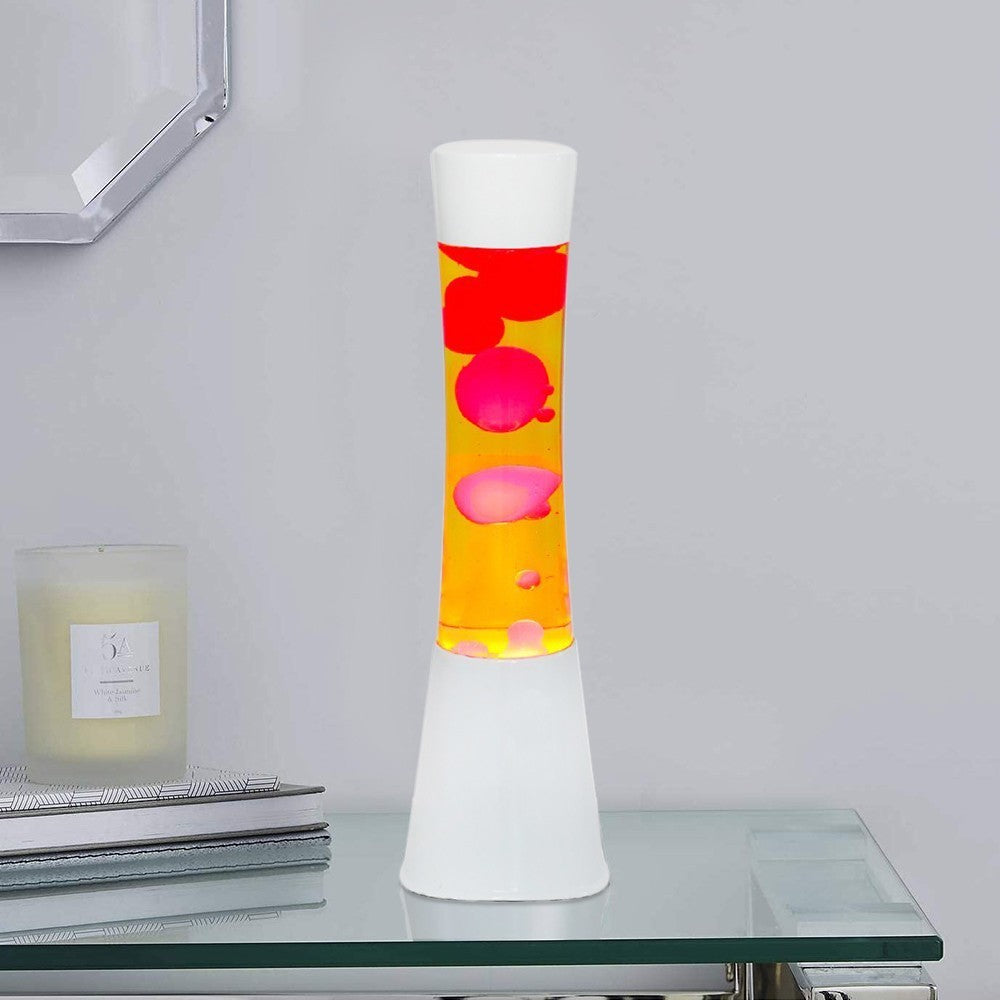 XL1757 Lampe à lave 40cm base blanche avec design moderne magma