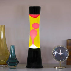 XL1759 Lampe à lave 40cm base noire avec design moderne magma vert et jaune