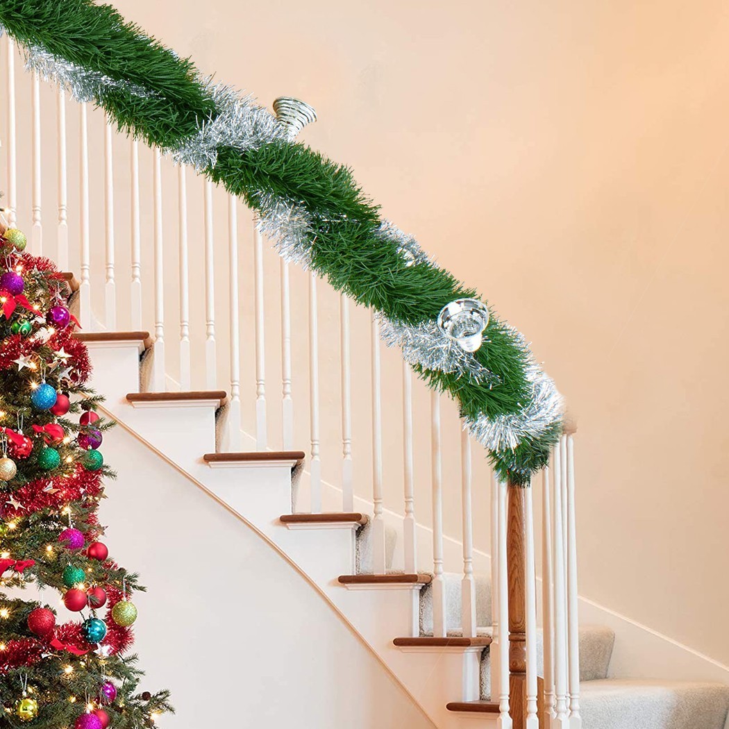 47850 Couronne de Noël branches d'arbre enneigées 290 cm Décorations de Noël