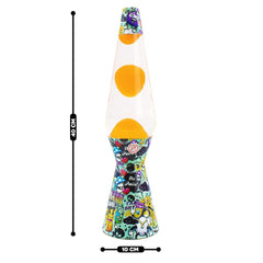Lampe à lave 40cm XL1774 Graffiti et motif magma jaune Design moderne