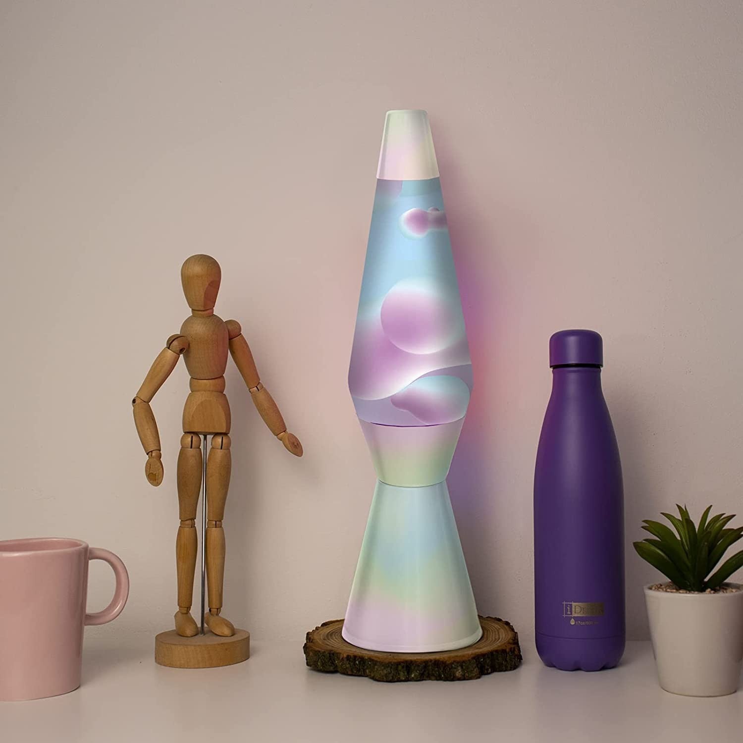 Lampe à lave 40cm XL1779 Raimbow Dream Base Pastel Colours Magma Pink