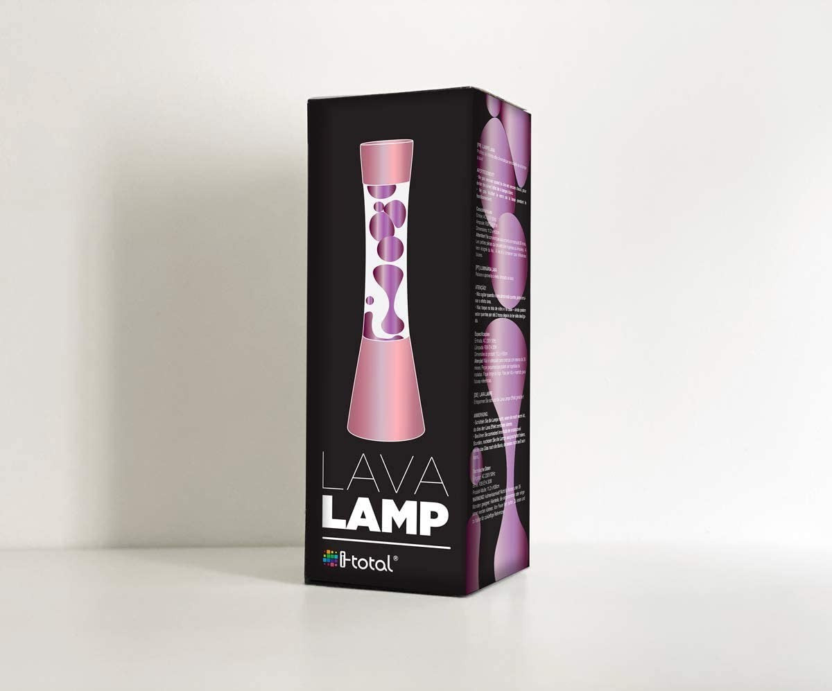 Lampe à lave 30cm XL1761 base polie rose et rose magma design moderne