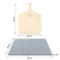 Kit de pizza 34x40cm en pierre de lave 100% naturelle qui cuit en 5 minutes