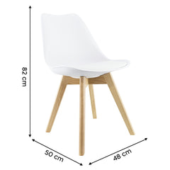 Chaise de salle à manger TULIP pieds en bois et assise souple 48x50x82H