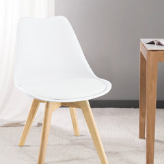 Chaise de salle à manger TULIP pieds en bois et assise souple 48x50x82H