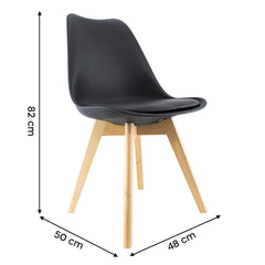 Chaise de salle à manger TULIP pieds en bois et assise souple 48x50x82H