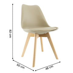 Chaise de salle à manger TULIP pieds en bois et assise souple 48x50x82H