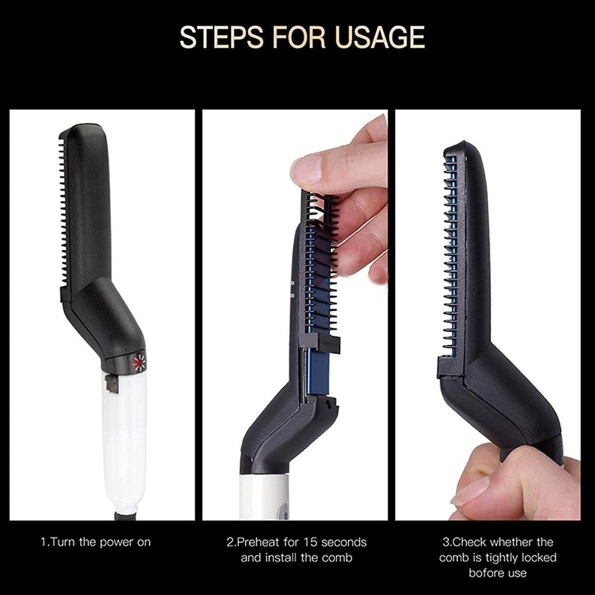 478962 Lisseur et brosse pour barbe et cheveux Peigne modelant 2en1 pour démêler