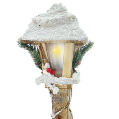 662447 Lanterne de Noël en bois Lanterne enneigée 61cm avec lumière LED chaude