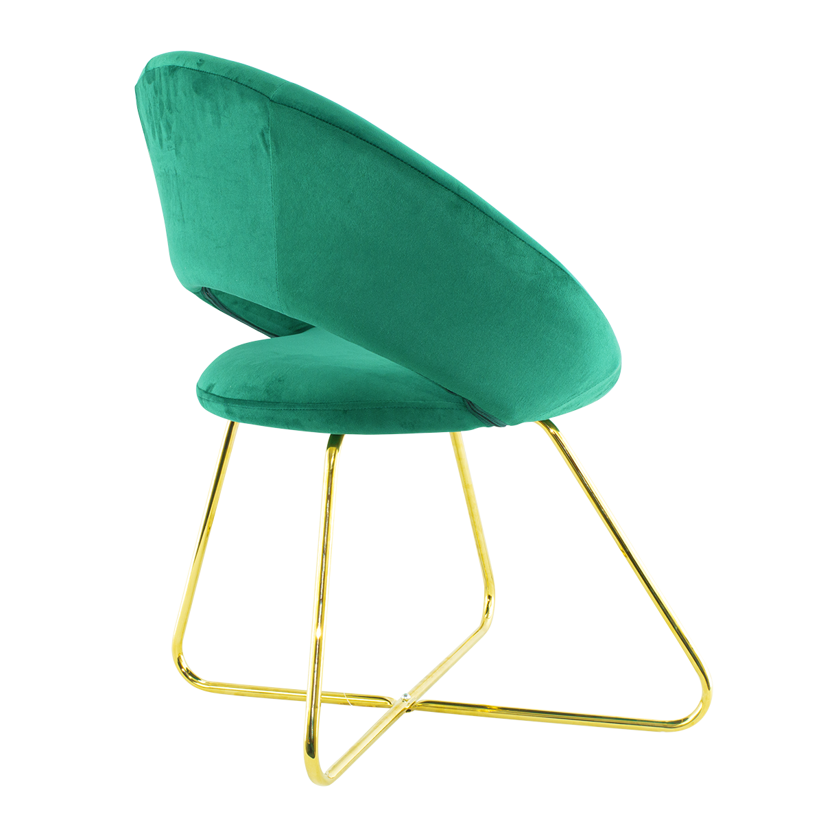 Fauteuil vintage GRETA 66x65x68H cm Chaise effet velours avec pieds dorés