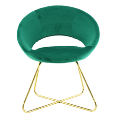 Fauteuil vintage GRETA 66x65x68H cm Chaise effet velours avec pieds dorés