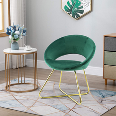 Fauteuil vintage GRETA 66x65x68H cm Chaise effet velours avec pieds dorés