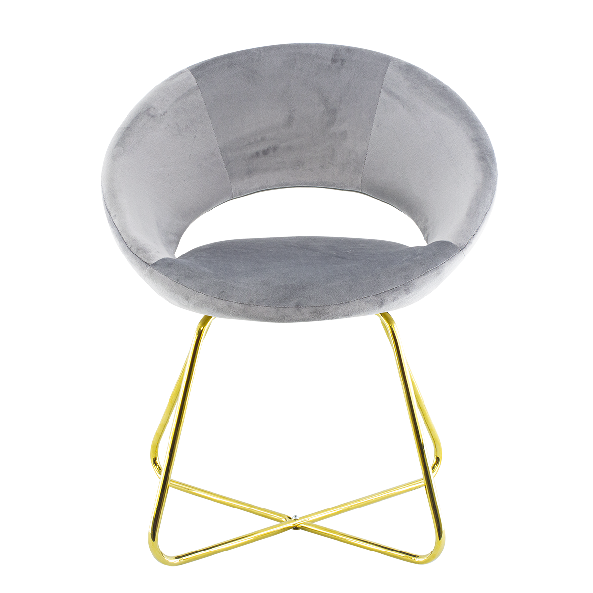 Fauteuil vintage GRETA 66x65x68H cm Chaise effet velours avec pieds dorés