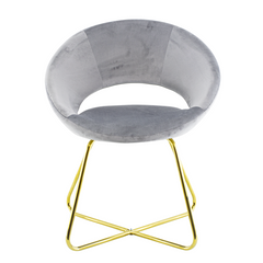 Fauteuil vintage GRETA 66x65x68H cm Chaise effet velours avec pieds dorés