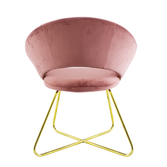 Fauteuil vintage GRETA 66x65x68H cm Chaise effet velours avec pieds dorés