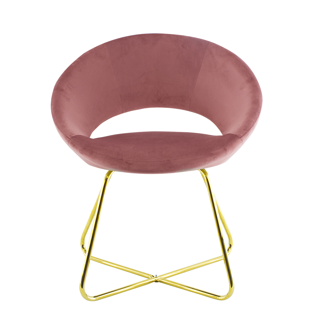 Fauteuil vintage GRETA 66x65x68H cm Chaise effet velours avec pieds dorés