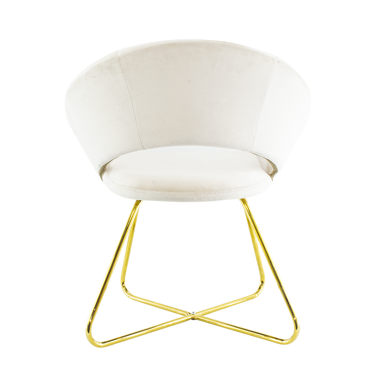 Fauteuil vintage GRETA 66x65x68H cm Chaise effet velours avec pieds dorés