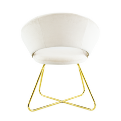 Fauteuil vintage GRETA 66x65x68H cm Chaise effet velours avec pieds dorés