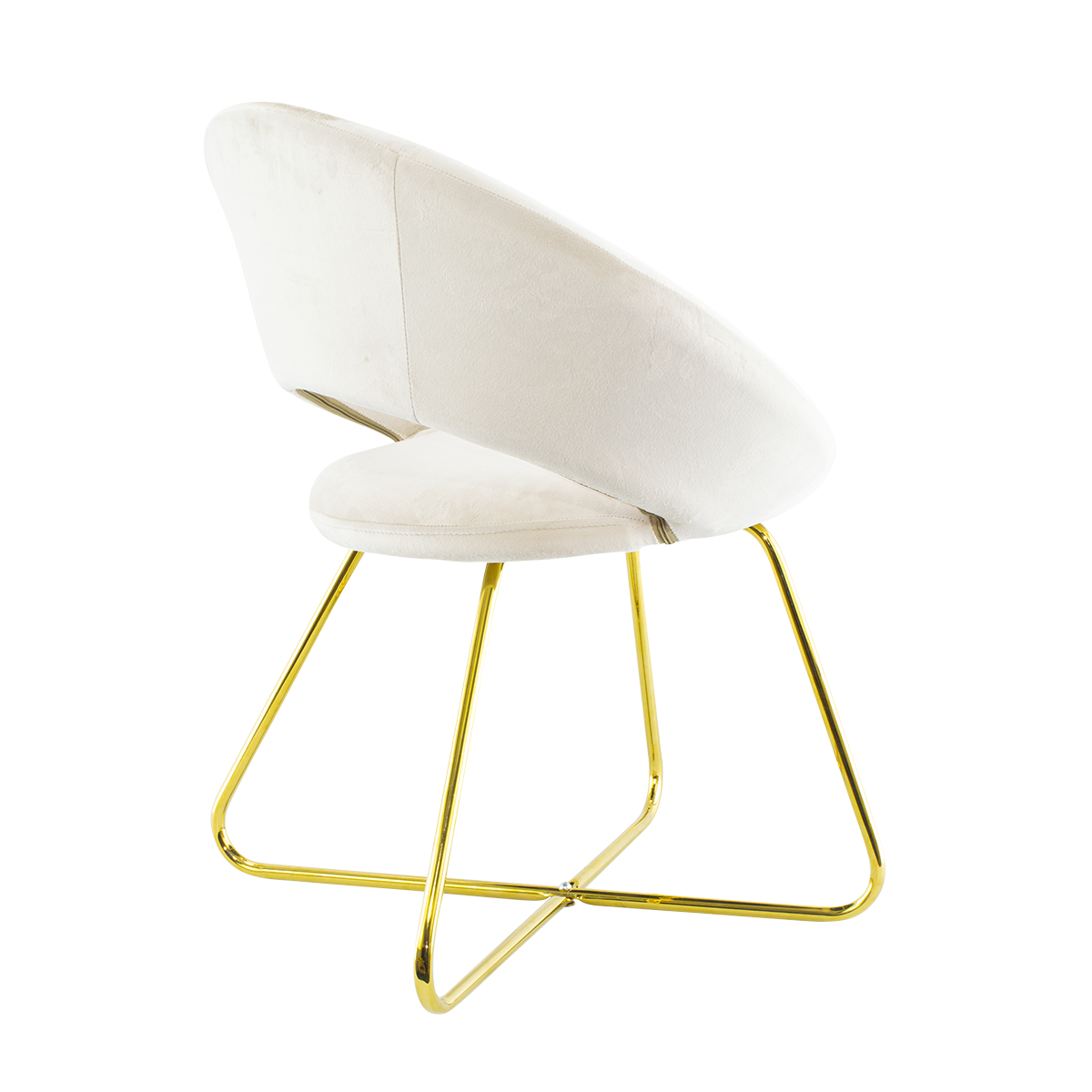 Fauteuil vintage GRETA 66x65x68H cm Chaise effet velours avec pieds dorés