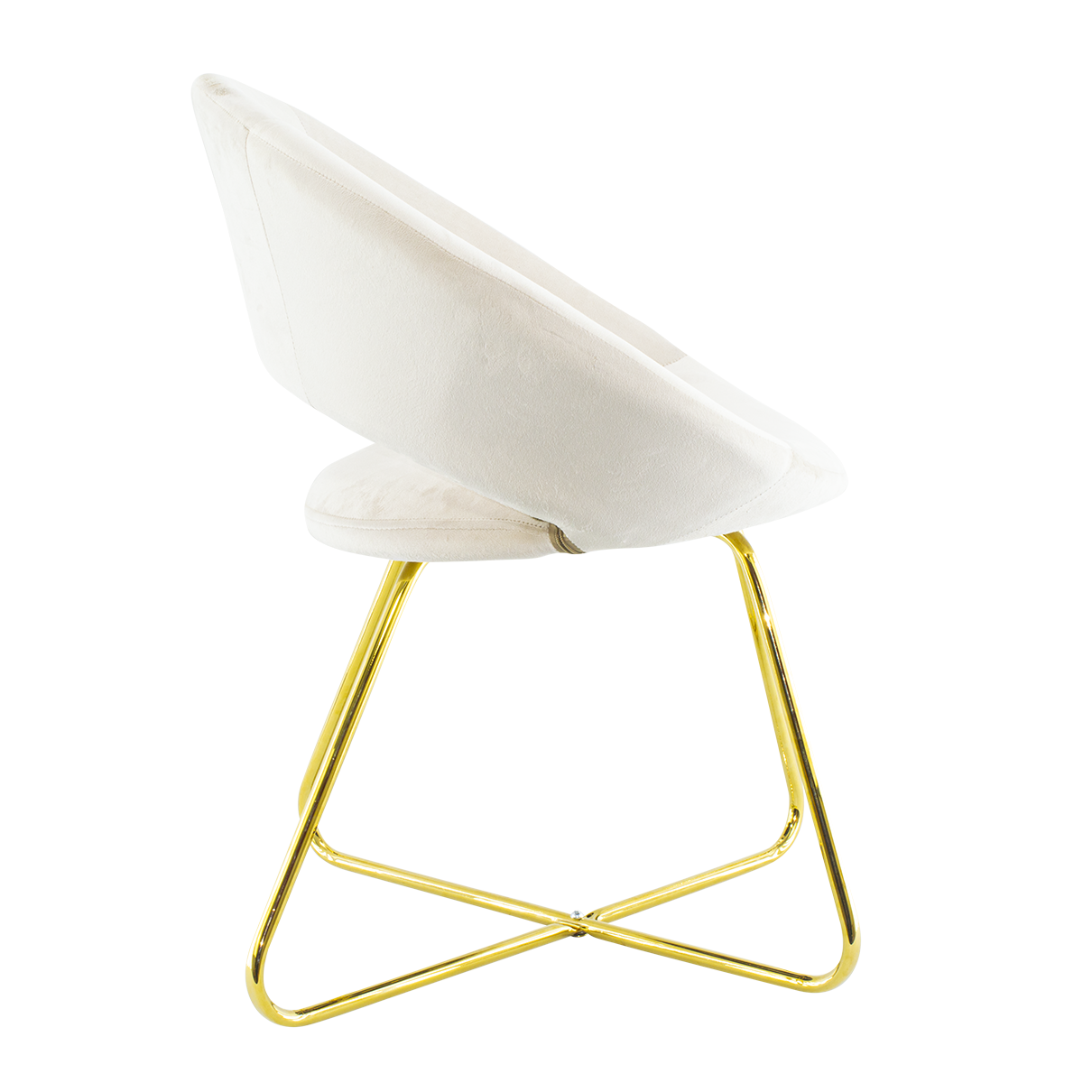 Fauteuil vintage GRETA 66x65x68H cm Chaise effet velours avec pieds dorés