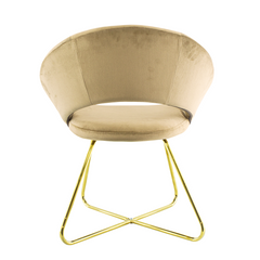Fauteuil vintage GRETA 66x65x68H cm Chaise effet velours avec pieds dorés