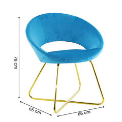 Fauteuil vintage GRETA 66x65x68H cm Chaise effet velours avec pieds dorés