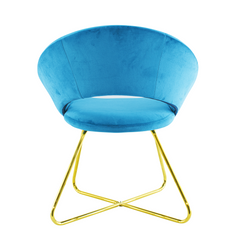 Fauteuil vintage GRETA 66x65x68H cm Chaise effet velours avec pieds dorés