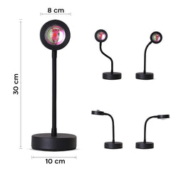 861155 Lampe d'ambiance LED rotative effet coucher de soleil USB