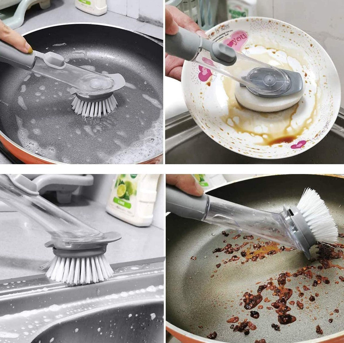 00331 Brosse de lavage avec distributeur de savon éponge pour vaisselle