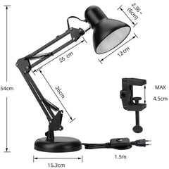 72507 Lampe de bureau métal 2 en 1 avec bras flexible et clip