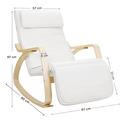 Fauteuil à bascule FREYA 67X90X100 cm avec repose-pieds et réglable 5 positions