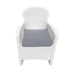 Salon intérieur ou extérieur AKITA Polyrattan blanc 2 fauteuils et table basse