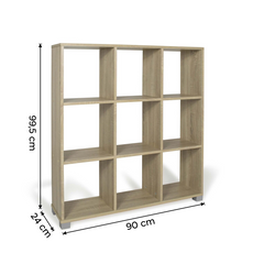 Bibliothèque étagère en bois 9 Cubes Art.109 Stockage 90x24x99,5H Cm